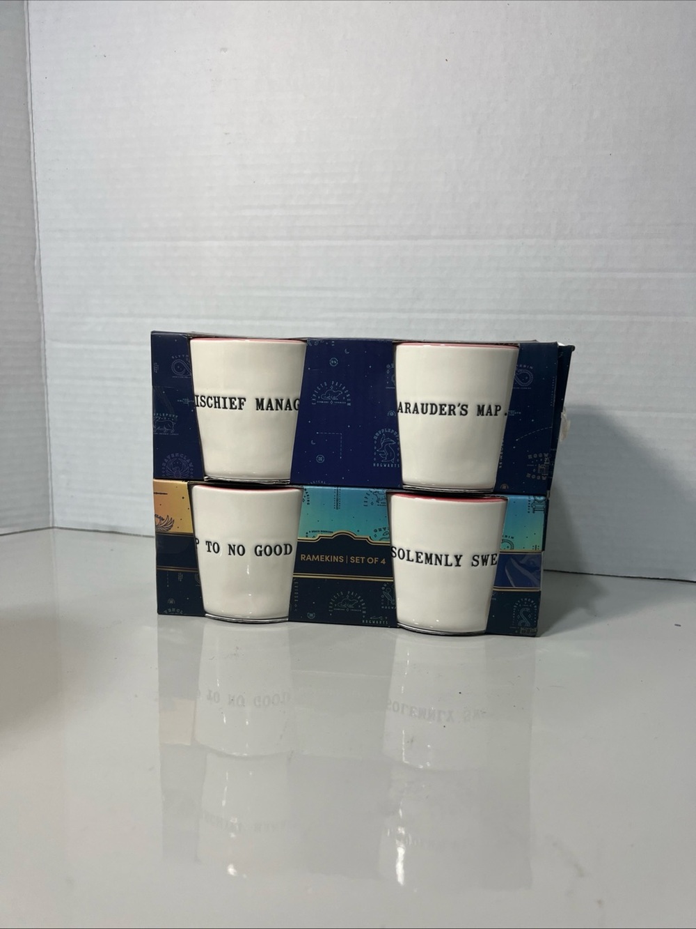 Rae Dunn Harry Potter Ramekins Set of 4 Marauder’s Map Ceramic 8 Oz